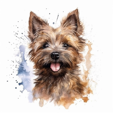 watercolor, cairn terrier, happy, puppy, clipart