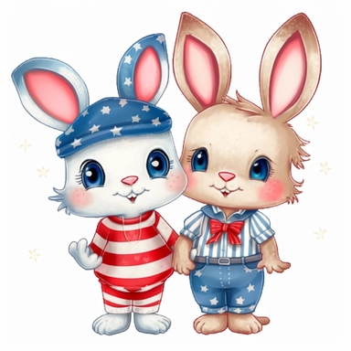 very cute 4th of july themed bunny rabbits clipart