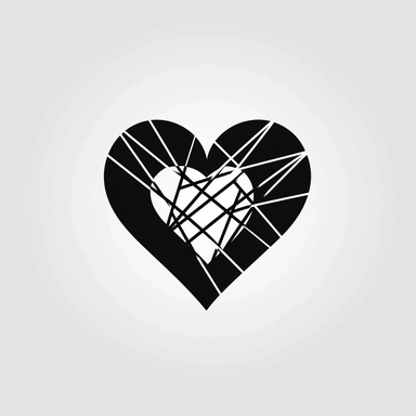A black and white image of a broken heart.
