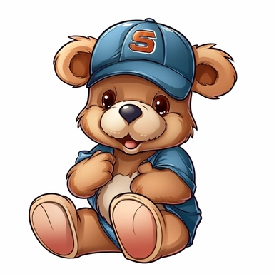 teddy bear wearing a baseball cap clipart, white background