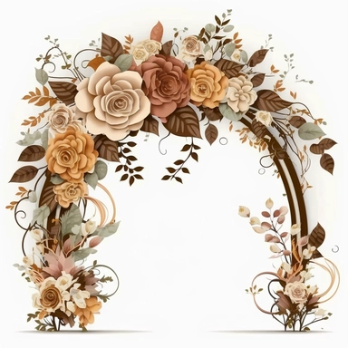 Wedding ceremony arch vector clipart on white background, peach and brown