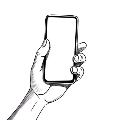 Hand Free Drawing Of A Hand Holding A Mobile Phone Frame Clipart， white background, simple, medium shot, 8K
