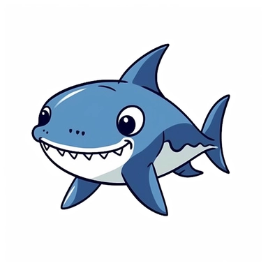 Realistic baby cute hammerhed shark clipart, simple, blue, white, isolated on white background, 2D, cartoon style, joucy color, 4k