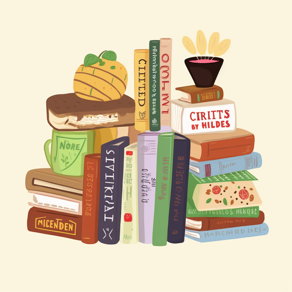 Clipart-style image of a bookshelf with books that are intended to ...