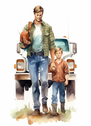 Truck driver Father's Day Clipart Watercolor