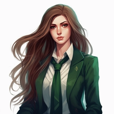 a green wizard academy clipart girl with long hair wearing a green jacket and tie on a white background, a character portrait by Charlie Bowater, deviantart contest winner, computer art, anime aesthetic, official art, 2d game art, gopro view