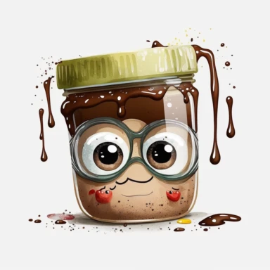 cute Nutella Glass , with face , eyes , Aquarell, watersplash, ClipArt, White Background
