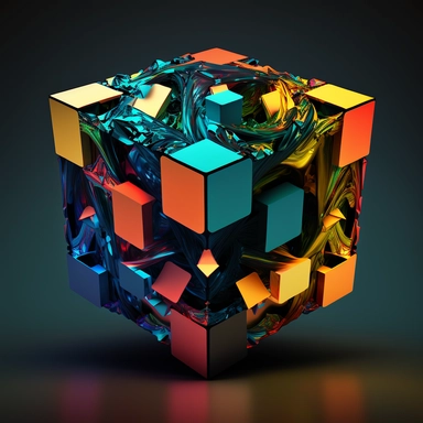 tesseract, abstract in style of clipart kids