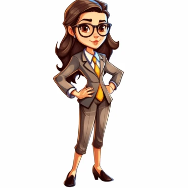 cartoon female businesswoman cartoon png clipart, doodles, cartoon, full body, white background, in the style of william holman hunt, gene luen yang, science-based, webcam, sharp and angular, uhd image