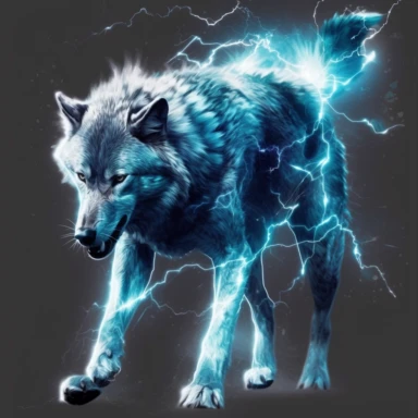Blue wolf walking, lightening clipart, walk straight