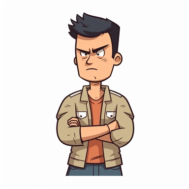 A Man with Angry Face, Body and Hand Expression, White background, Half Body Image, Clipart, Vector illustration