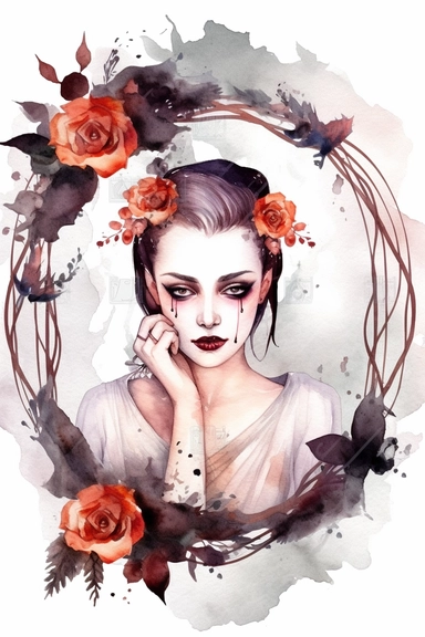 Halloween clipart, Halloween Dracula Delicate watercolor illustration, White background, Cozy, clear picture, 8k, hd, isolatee on a white background, wreath frame Clip Art