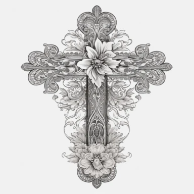 beautiful cross clipart, contour, white background no jesus