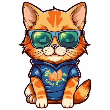 Clipart of full body dressed female cat with sun glasses