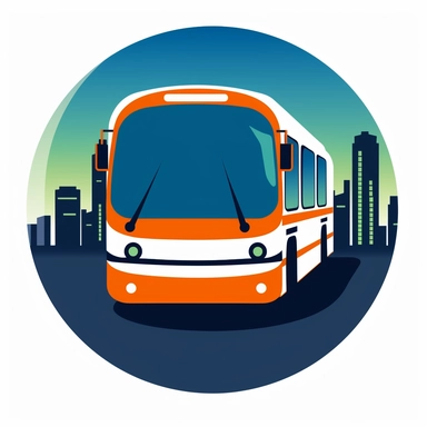 clip art, logo, simple, graphic of a city bus,