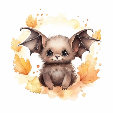 cute bat, clipart, illustration, halloween, water color, white background, high detail