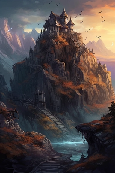 realistic clipart of enchanted curse landscape, digital painting