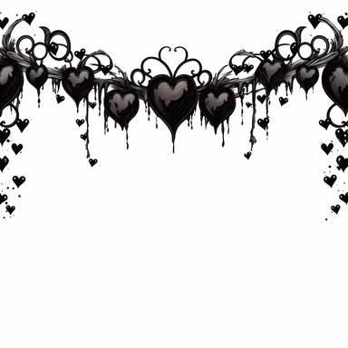 border clipart, gothic border with small black hearts