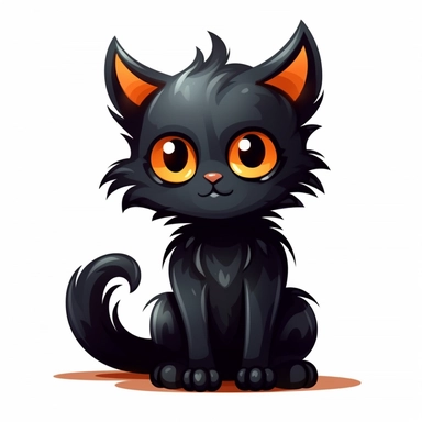 clipart of a cartoon style black cat, halloween, white background