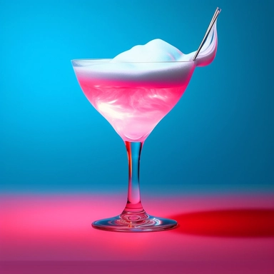 Classic french martini, no ice in the glass, white foam layer on top of the liquid, bold colors, retro neon style, photorealistic, high-resolution photography, transparent background PNG clipart – ar 16:9