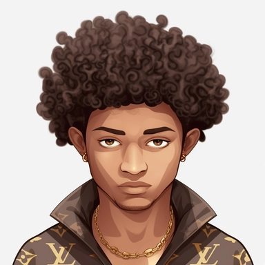 igh fashion, designer, louis vuitton logo, louis vuitton light skinned afro american, with blue eyes, with green eyes, with grey eyes, with brown eyes, and curly hair, baby clipart white background