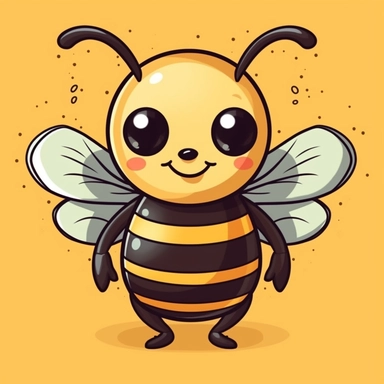 Clipart of a cute Kawaii bee, vibrant colors