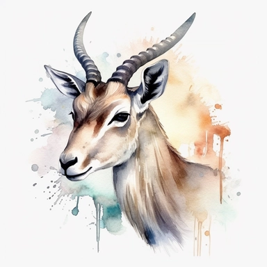 Antelope, watercolor clipart, white background