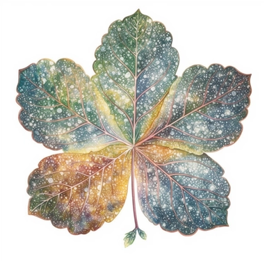 watercolour painting of a beautiful magical four-leaf clover, sparkling magic, high definition, rich colours, colorful, glitter, illustration, fantasy, in the style of Stephanie Pui-Mun Law, clipart, white background