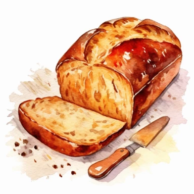 one watercolor loaf of cottage bread clipart, hd