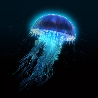 Clipart,A bioluminescent jellyfish illuminating the ocean depths, hyperrealistic, hyper high definition