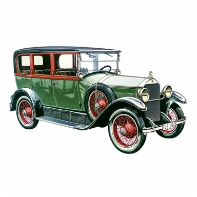 Vintage 1920 Car Illustration, Chromolithograph, 1920s Illustration, Vintage, Chromolithograph, Colorful, Antique, Ephemera, Clipart, 8k, Isolated on white