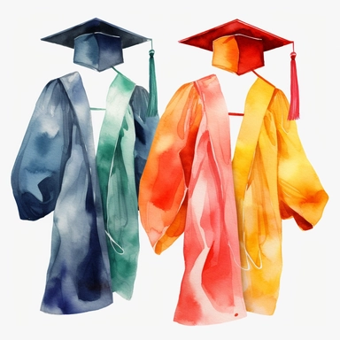 graduation gown watercolor clipart