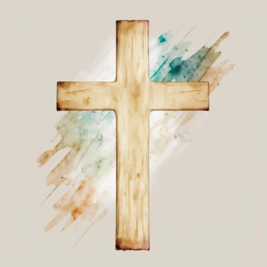 Cross Clipart, Watercolor Christian light wooden cross, Baptism Cross, Wedding Invitations, Holy Spirit, Religious Illustration