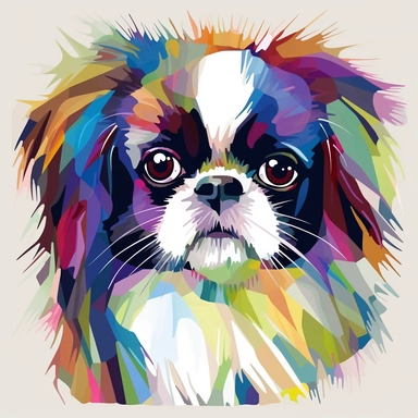 japanese chin, vector art, in the style of abstract art, clipart, white background, rounded corners