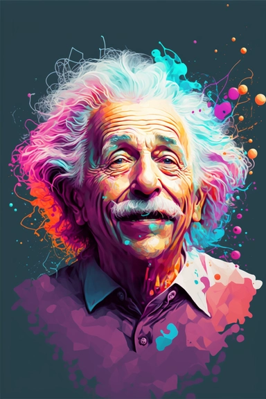 in the style of Norman Rockwell, Epic hyperréaliste d’Albert Einstein smiling, colorful, white background, magical, fantasy, vector, clipart, elaborate, ultra-detailed, best quality, well composed, vibrant color tone, trending on artstation, elaborate, cinematic lighting, vibrant colors, high definition