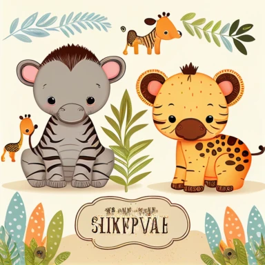 Baby Safari Animals Clipart Design