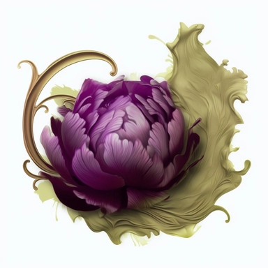 panoramic view, full view, purple, elegant, decorative, illustration clipart style, beautiful purple peony accent, sharp focus, romantic, fantasy, centered, high detail, transparent background, adjust aspect ration to see full image, (--iw 10)