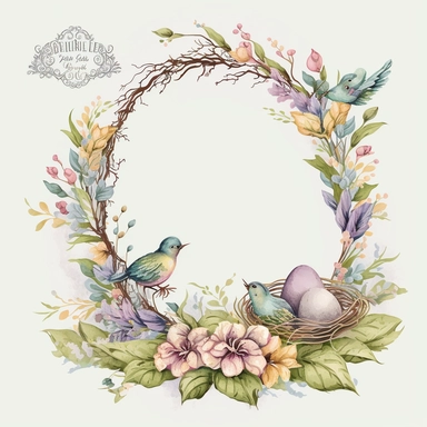 beautiful watercolor EASTER frame vintage style clipart