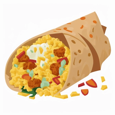 Breakfast burrito with scrambled eggs and chorizo clipart
