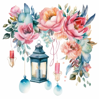 Bring to life a watercolor clipart of a dreamy prom decoration that will make memories last forever, white background