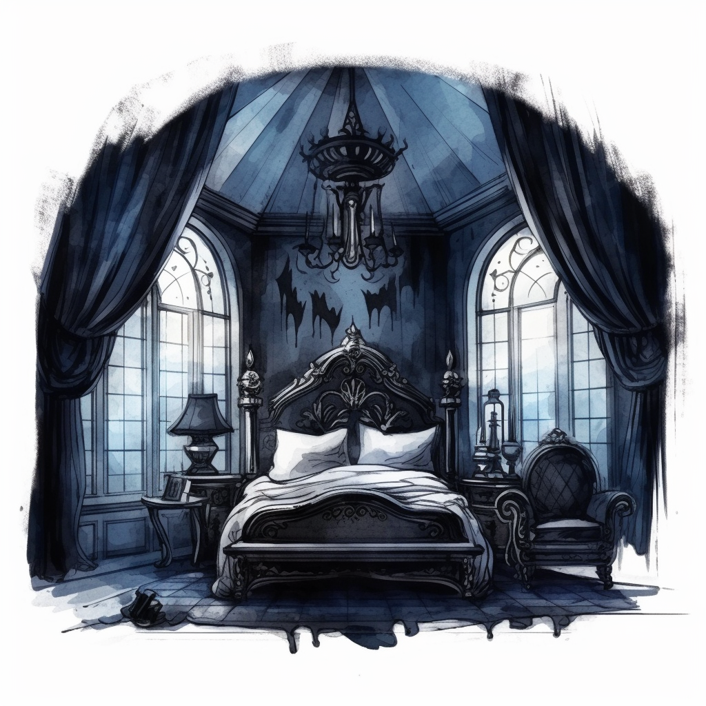 Gothic Style Bedroom With Watercolor Effect Suitable For Digital   75256b1e 5812 49b7 84be 2df5074d64a3 