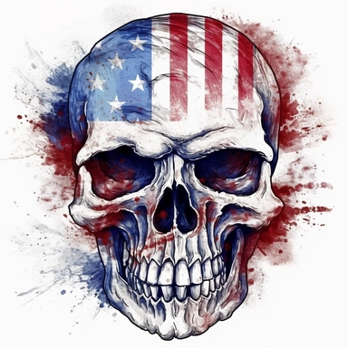 red white and blue american flag skull clipart