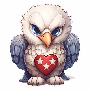 cute bald eagle clipart, independence day, chibi, isolated on a white background