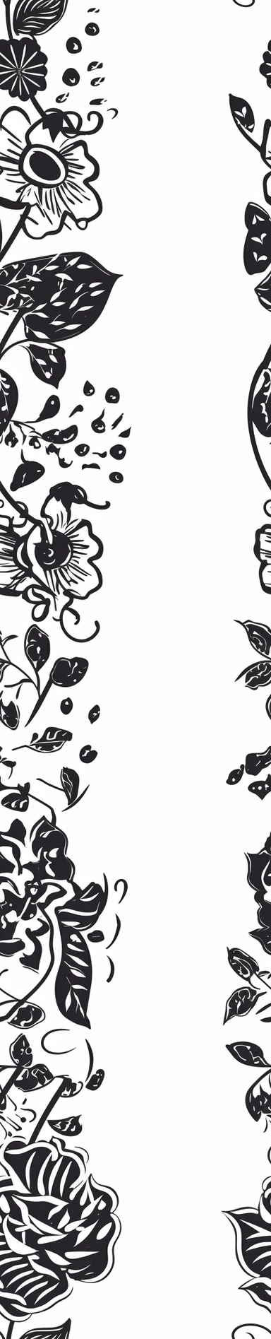 A black and white floral line clip art in the style of henna with a continuous border. Super basic with no shading and in the clipart style with no detail. It should look like it was drawn with a thick marker and look like a vine with basic leaves sprouting off it.