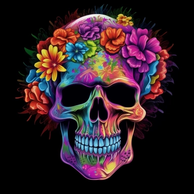 sublimation colorful design of a skull looking like a grateful dead fan 3d render clipart no words no fonts no letters