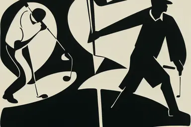 golf silhouette, linocut, clipart