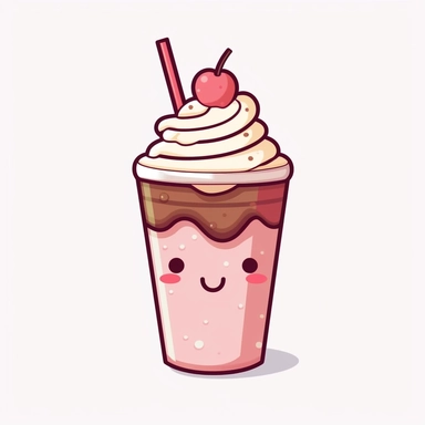 kawaii, single chocolate milkshake clipart, white background, svg, eps