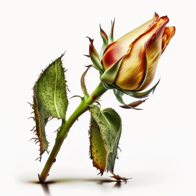 clipart of a single rosebud in a bold and dramatic color, capturing the anticipation and beauty of a flower just about to blossom on a white background
