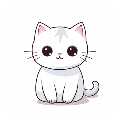 kawaii minimalist cat clipart, white background