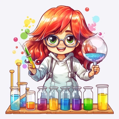 kawaii japanese style rainbow science lab filled with bubbling test tubes, beakers, and a quirky scientist conducting experiments with funny results, Best quality, 8K, HD, white background, no background, sublimation file, png, 2d, Cute kawaii style, vect